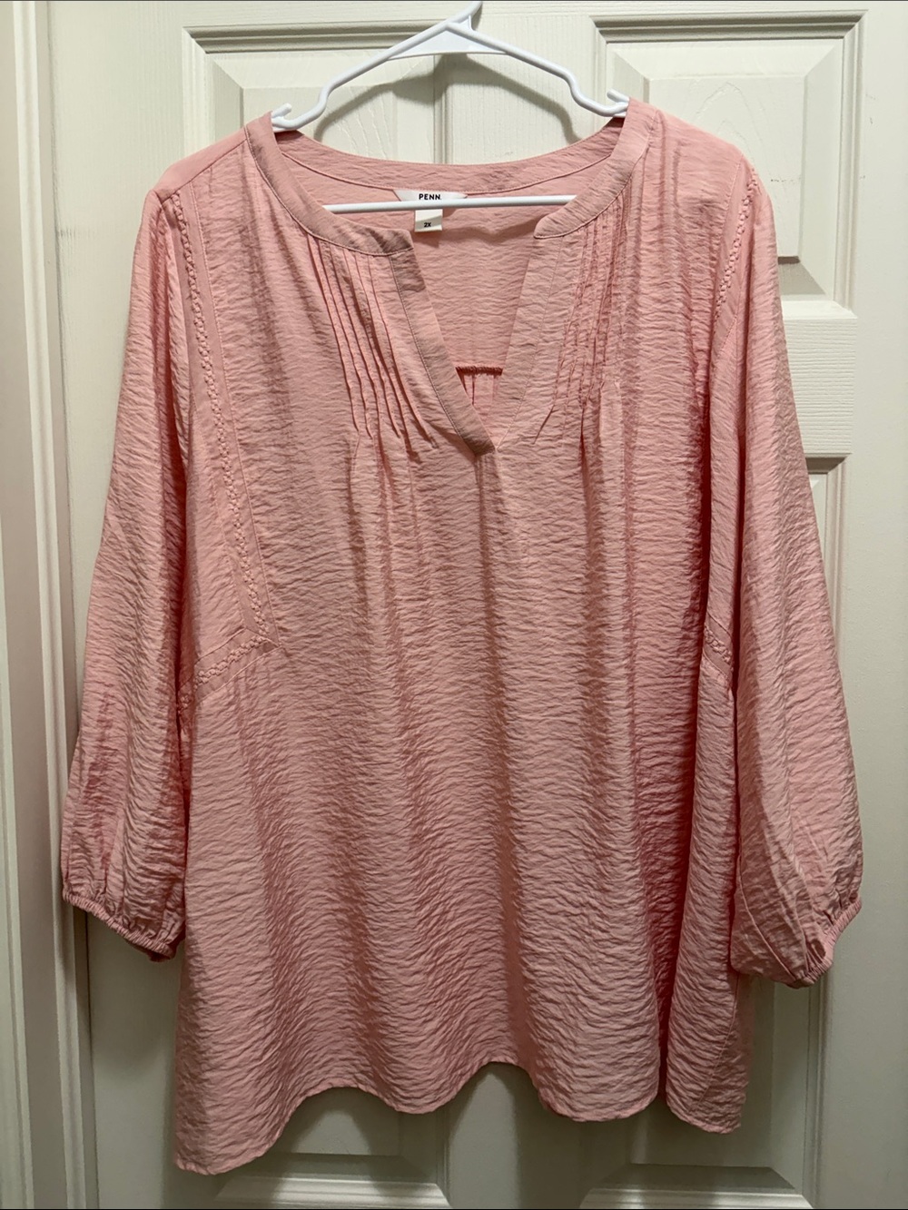 Penningtons Light Pink Pintuck Tunic Blouse